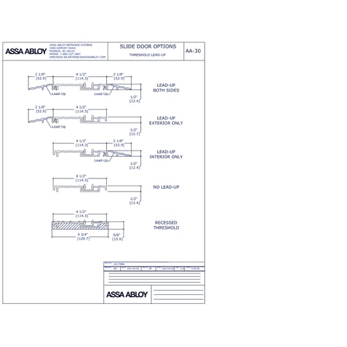 ASSA ABLOY SL500 Resilience R104 Threshold Lead-up Rev 3.0