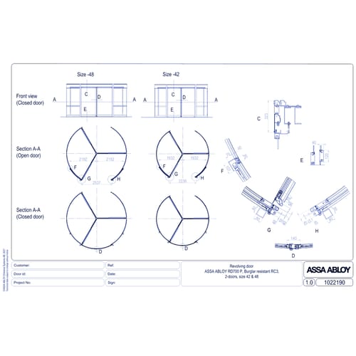 ASSA ABLOY RD700 P burglar resistant RC3 2 door size 42-48