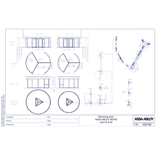 ASSA ABLOY RD700 CAD for customer size 54-62