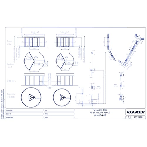 ASSA ABLOY RD700 CAD for customer size 42-48