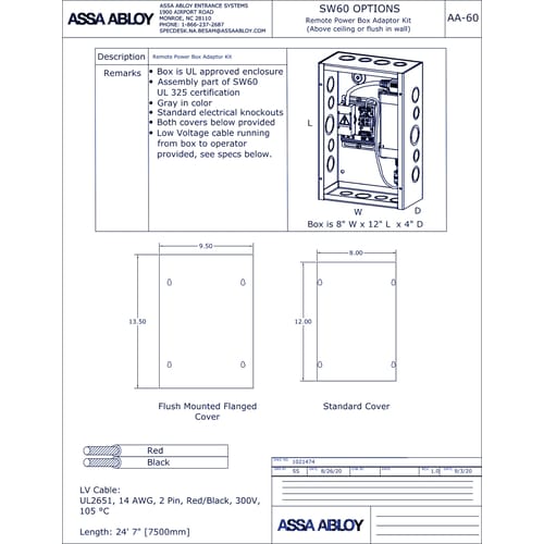 1021474 - AA-60 Remote Power Box Adaptor Kit 1.0