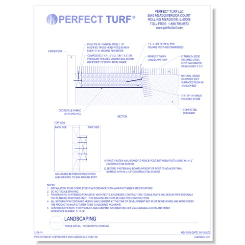 Synthetic Turf - Solid Panel Perimeter Barrier Detail