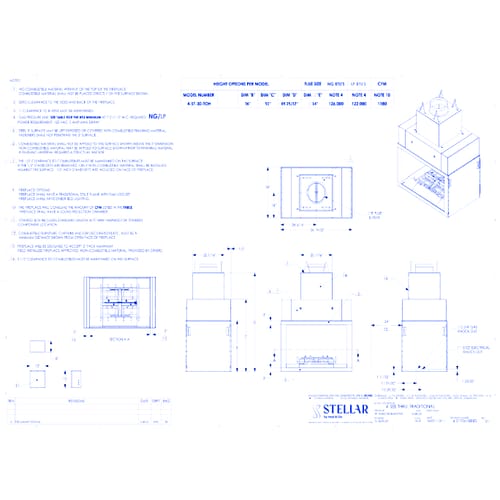 Carina Open Hearth Traditional : 4' Double-sided Fireplace (30" Viewing Height)