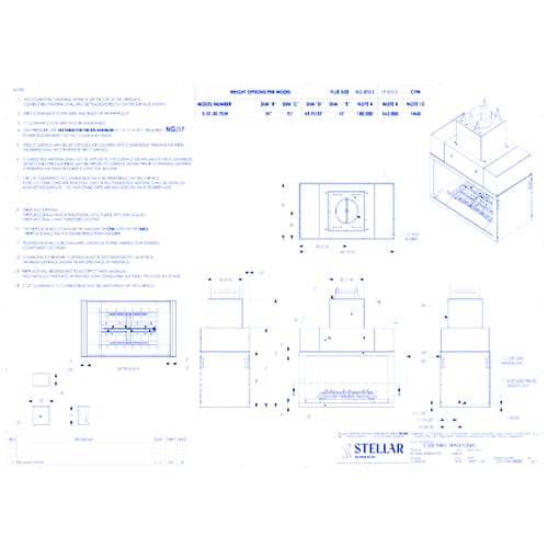 Carina Open Hearth Traditional : 5' Double-sided Fireplace (30" Viewing Height)