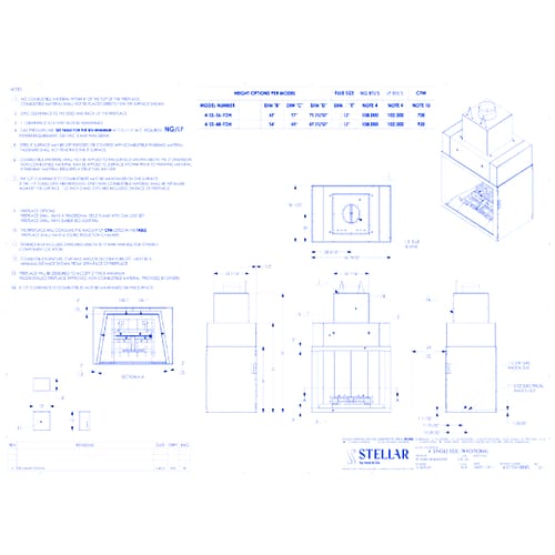 Carina Open Hearth Traditional: 4' Single Sided Fireplace (36" & 48" Viewing Heights)