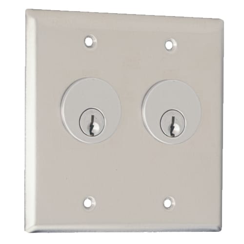 CM-3200 & CM-3500 Series: Double Gang Key Switches - Stainless Steel Faceplate