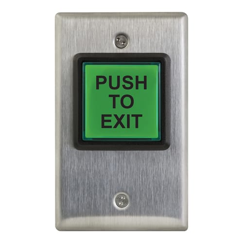 CM-30E: Illum 2" Sq.Switch Green,1Gang 'Push to Exit'