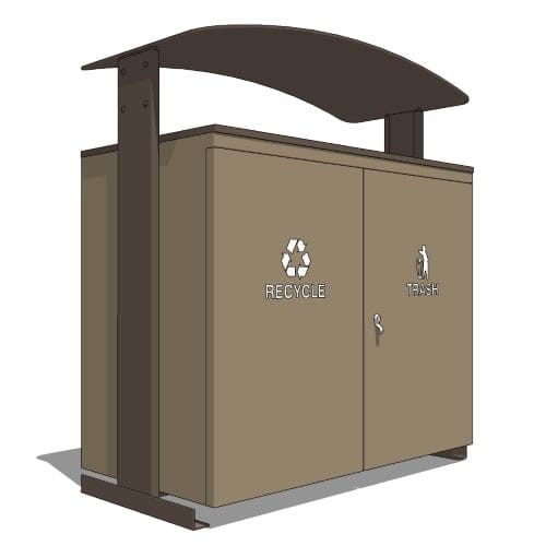 Ellipse Collection: 90 Gallon Two-Stream Receptacle w/ Rain Canopy (RGU-3645)