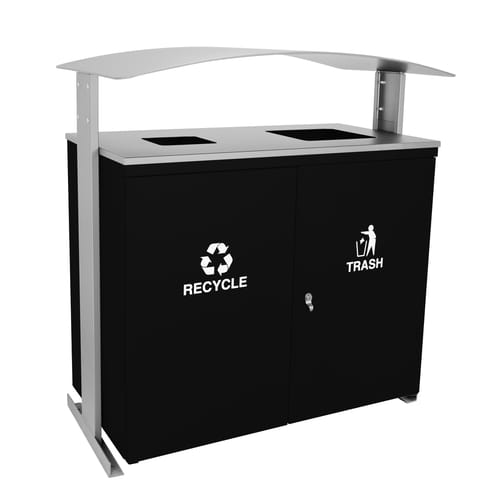 Ellipse Collection Two-Stream Receptacle with Rain Canopy - 90 Gallon