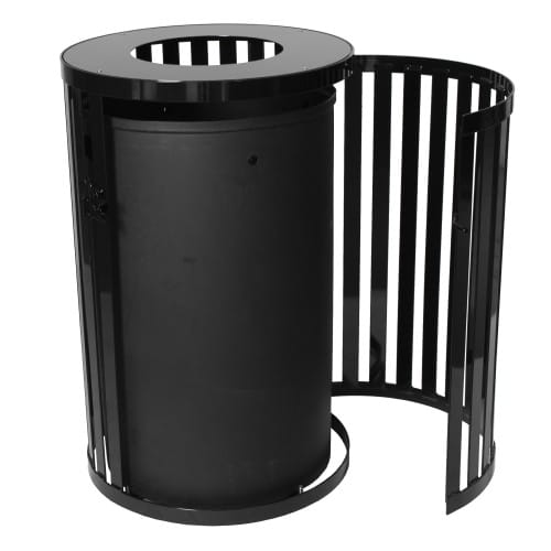 Streetscape Collection Outdoor Trash Receptacle with Flat Top and Door - 45 Gallon