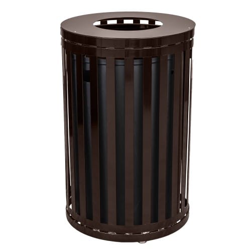 Streetscape Collection Outdoor Trash Receptacle with Flat Top - 45 Gallon