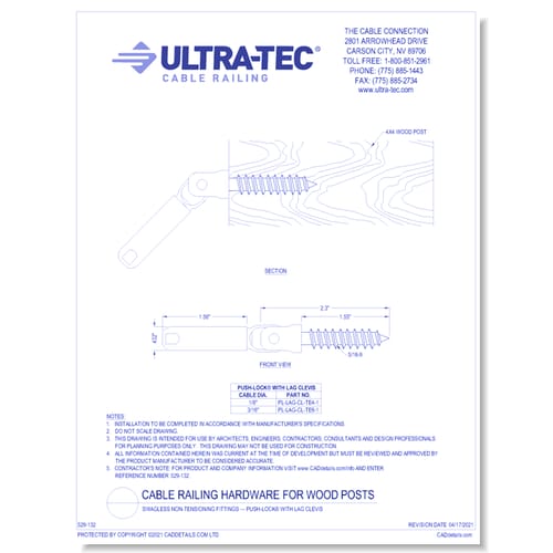 Swagless Non-Tensioning Fittings — Push-Lock® with Lag Clevis