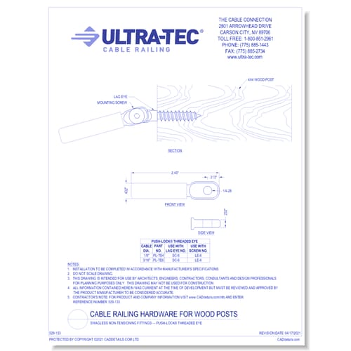 Swagless Non-Tensioning Fittings — Push-Lock® Threaded Eye