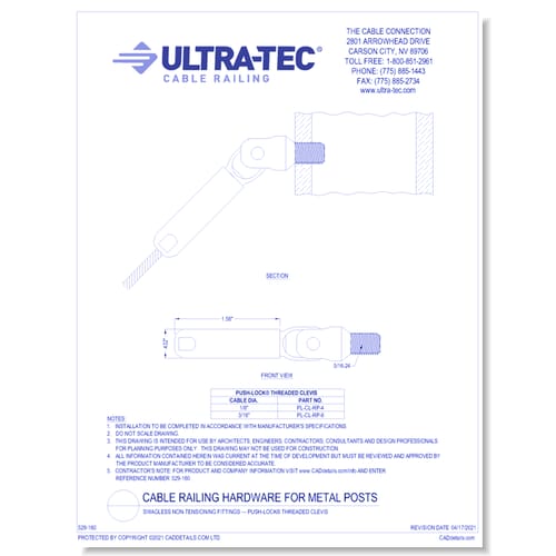 Swagless Non-Tensioning Fittings — Push-Lock® Threaded Clevis