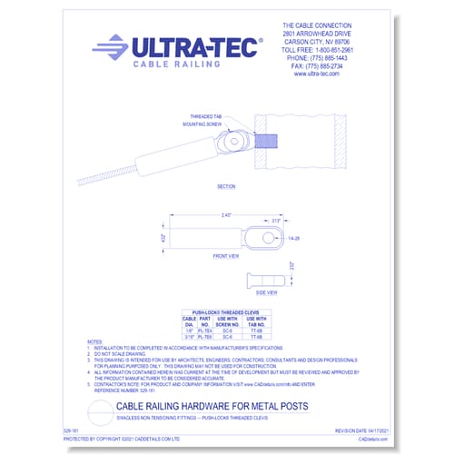 Swagless Non-Tensioning Fittings — Push-Lock® Threaded Eye