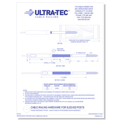 Swaged Tensioning Fittings — Adjust-a-Body® with Extended Length Hanger Bolt