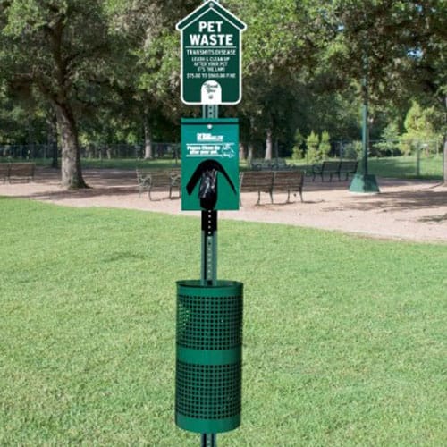 Metal Pet Waste Station - Dog House Sign (E32GRE) preview 1