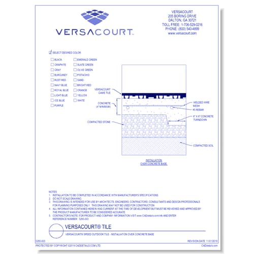 VersaCourt® Speed Outdoor Tile - Installation over Concrete Base