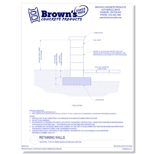 Retaining Walls: Rockton - Typical Freestanding Kodah Wall Section
