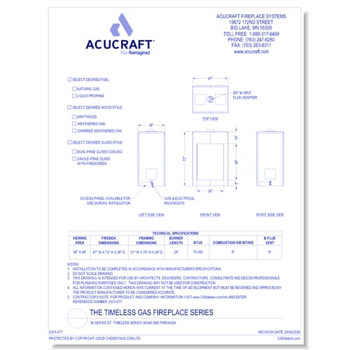 A-TS-36x48-ST: Timeless Series 36x48 See-Through Gas Fireplace