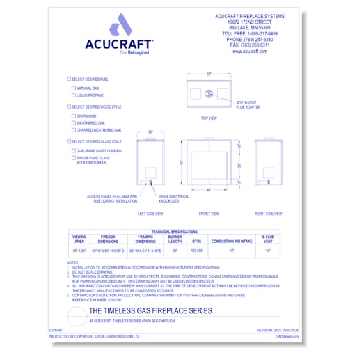 A-TS-48x36-ST: Timeless Series 48x36 See-Through Gas Fireplace