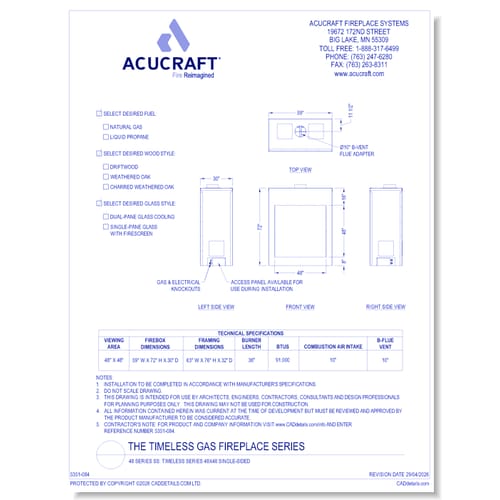 A-TS-48x48-SS: Timeless Series 48x48 Single Sided Gas Fireplace