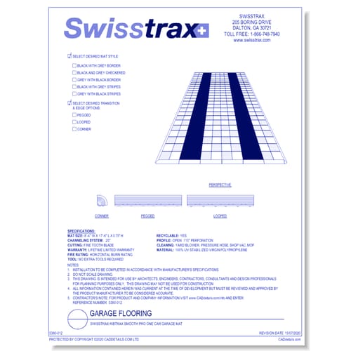 Swisstrax Ribtrax Smooth Pro One Car Garage Mat