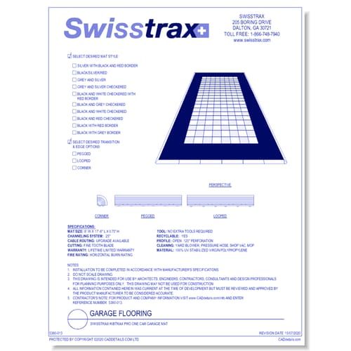 Swisstrax Ribtrax Pro One Car Garage Mat