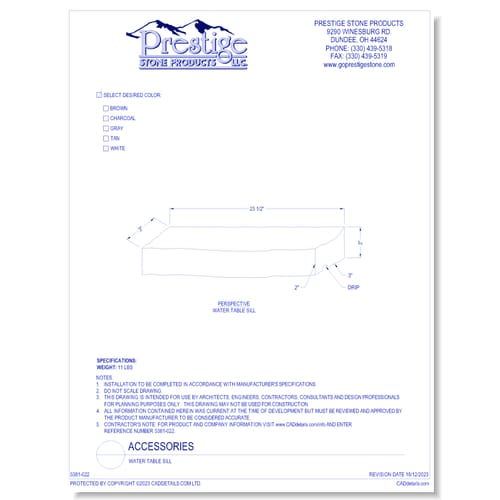 Water Table Sill