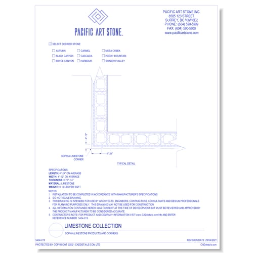 Sophia Limestone Products and Corners