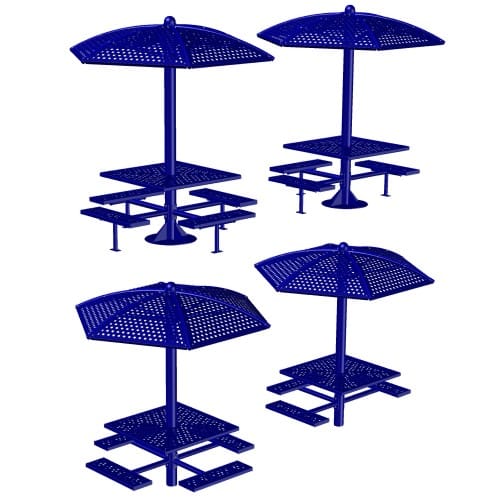 (ST-CC-4S-SM) Single Post Shade Table, Curved Canopy, 4-Seats, Surface Mount preview 2