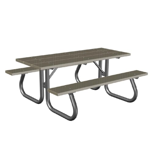 Traditional Picnic Table, 6', Heavy Duty Steel Frame, 2x10 Wood Planks, Surface Mount/Portable (650615)