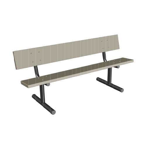 Players Bench with Back, 6', 2x10 Wood Planks, In-Ground/Embedded (772-6-GP)
