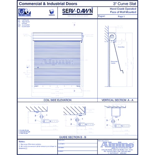 Serv-Dawn™ Face Mounted to Masonry: Hand Crank Operation