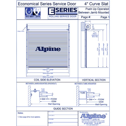 E-Series™ Between Jamb Mounted (Packout): Manual Push-Up Operation