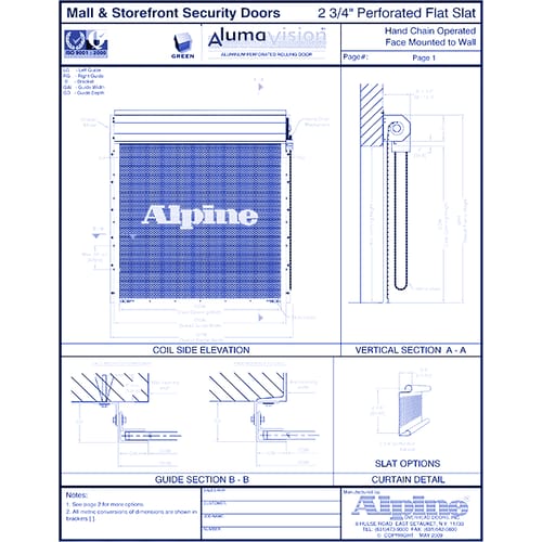 Aluma-Vision® Face Mounted to Masonry: Hand Chain Operation