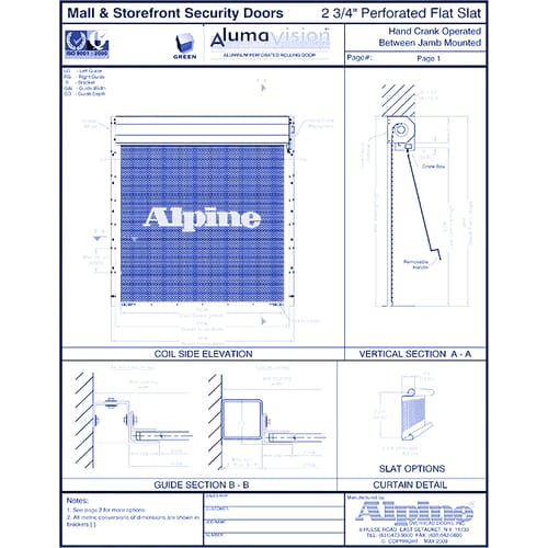 Aluma-Vision® Between Jamb Mounted (Packout): Hand Crank Operation