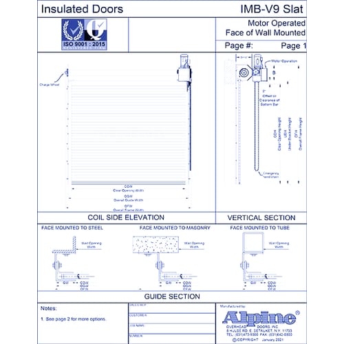IMB-V9 Face Mounted to Masonry, Steel, or Tube: Motor Operation