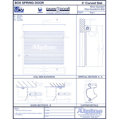 Dawn 3" Door Motor Operated: Face Mounted