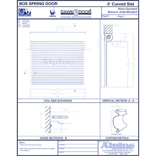 Dawn 3" Door Motor Operated: Between Jamb