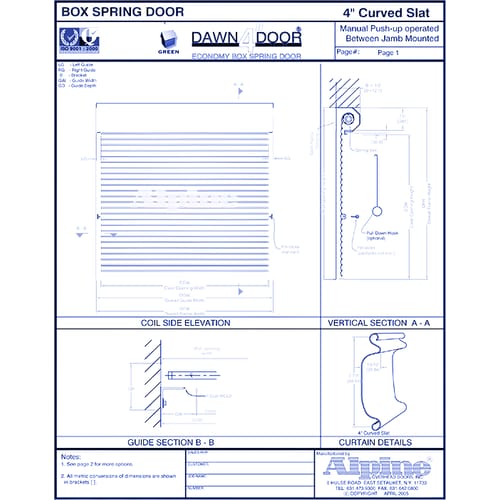 Dawn 4" Door Manual (Push-Up) Operated Container Doors: Between Jamb