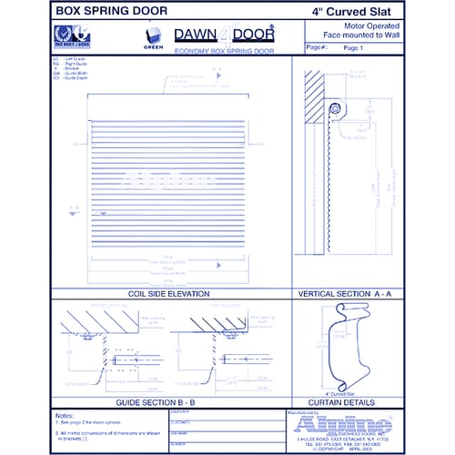 Dawn 4" Door Motor Operated Container Rolling Doors: Face Mounted