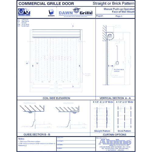 Dawn-Grille™ Manual (Push-Up) Operated: Face Mounted