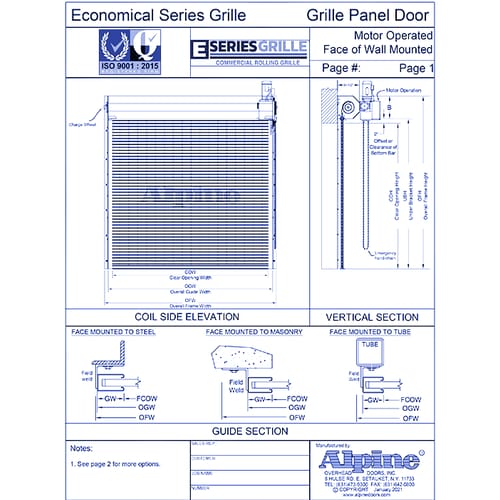 E-Series Grille™ Face Mounted to Masonry: Motor Operation