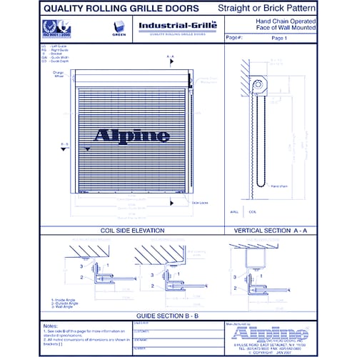 Industrial-Grille™ Face Mounted to Steel: Manual Push-Up Operation