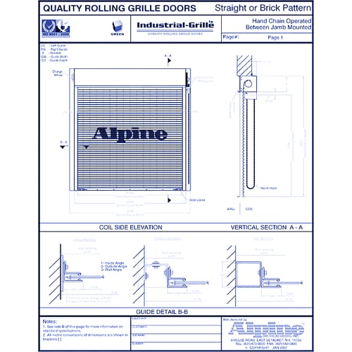 Industrial-Grille™ Between Jamb Mounted (Packout): Hand Chain Operation