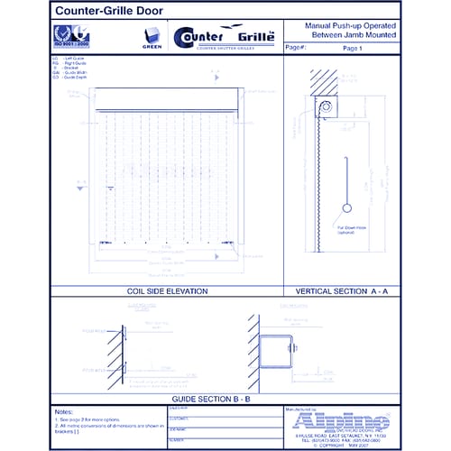 Counter-Grille™ Between Jamb Mounted (Packout): Manual Push-Up Operation