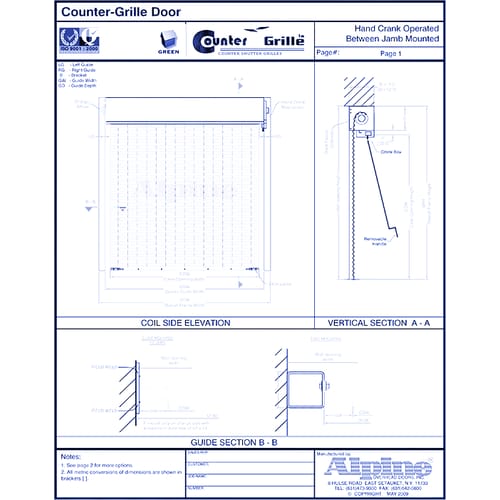 Counter-Grille™ Between Jamb Mounted (Packout): Hand Crank Operation