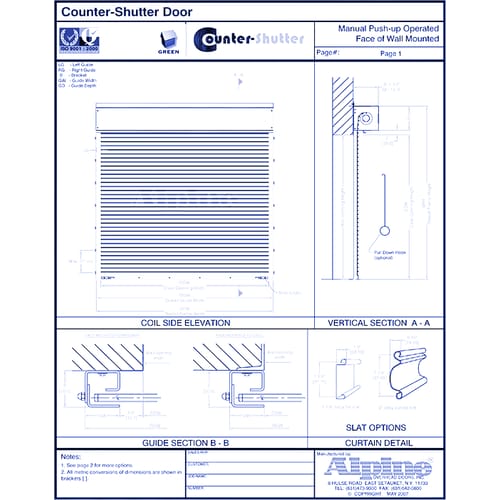 Counter Shutter™ Face Mounted to Masonry: Manual Push-Up Operation