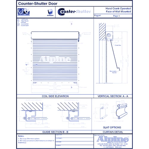 Counter Shutter™ Face Mounted to Steel: Hand Crank Operation